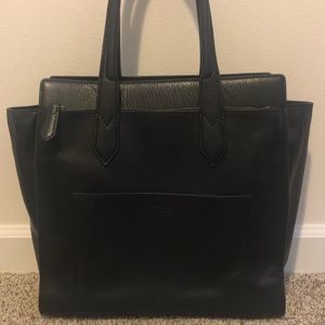 black leather fossil knox tote